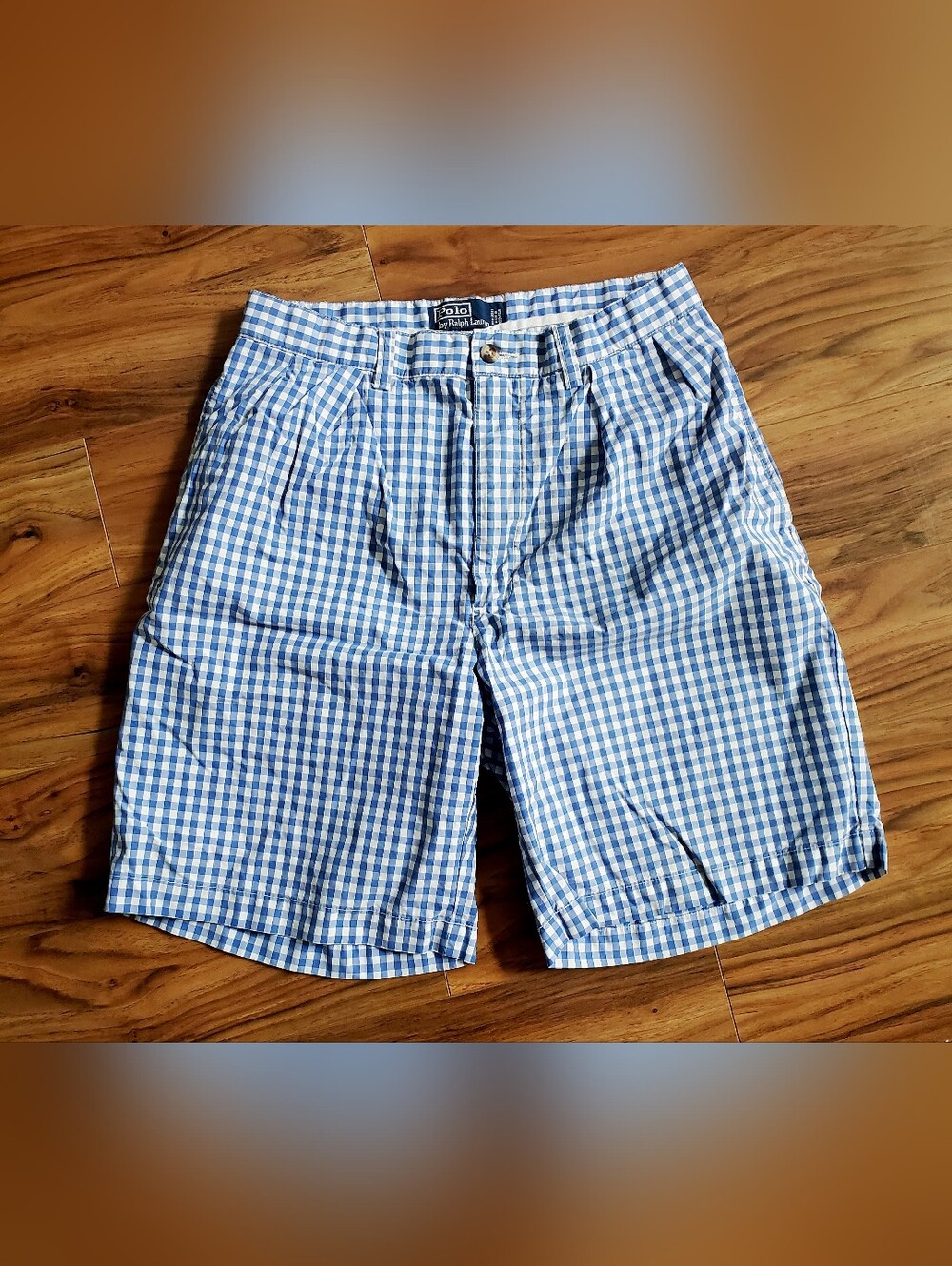 Polo Ralph Lauren Men's Blue White Gingham Check Tyler Shorts Sz 31 Preppy Golf